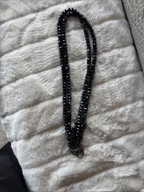 Black Beaded Double-Strand Women’s belt- Unbranded